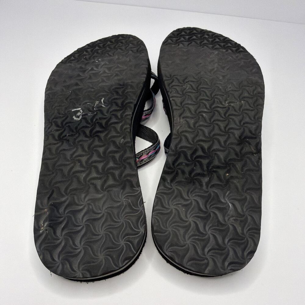 Teva Sandals Womens 9 Olowahu Casual Slip On Flip Flops Flats 6840 Black Fabric - Picture 9 of 9